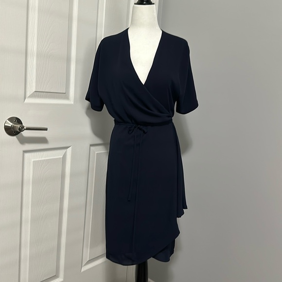 ARITZIA WALLACE NAVY WRAP DRESS - Picture 2 of 3